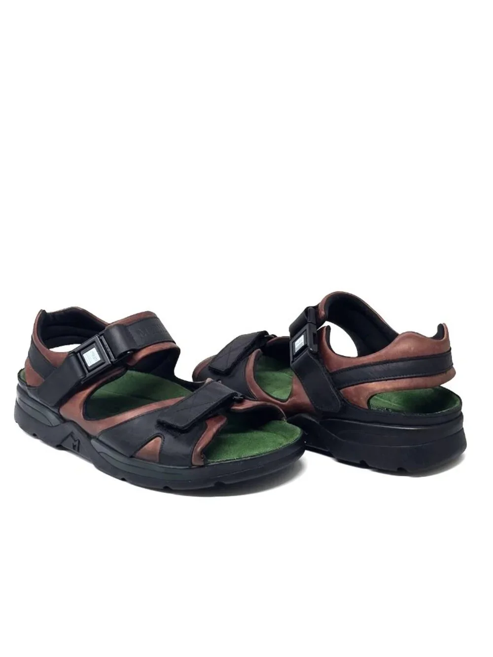 Mephisto Shark Smooth Leather Brown Black Sandals Men's Size US 9 EU 43